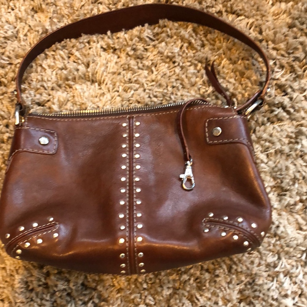 MIchael Kors studded brown leather bag